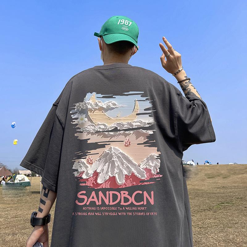 

Мужская футболка с коротким рукавом American Trend — свободный крой, плотная ткань, большой размер, универсальная летняя мода 5XL