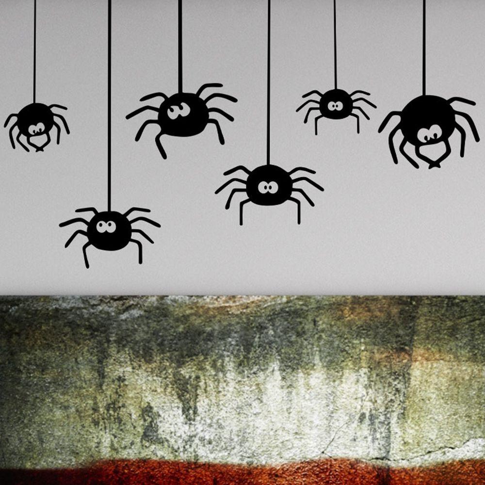 

Funny DIY Window Prank On Wall Decal Halloween Decoration Wallpaper Spider Sticker чёрный