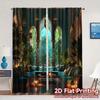 2pcs   2D FLAT PRINTING Curtains (Without Rod) Mystic Lounge Chic Curtains Digital Printed Semi-Sheer Curtains Gifts for Bedroom