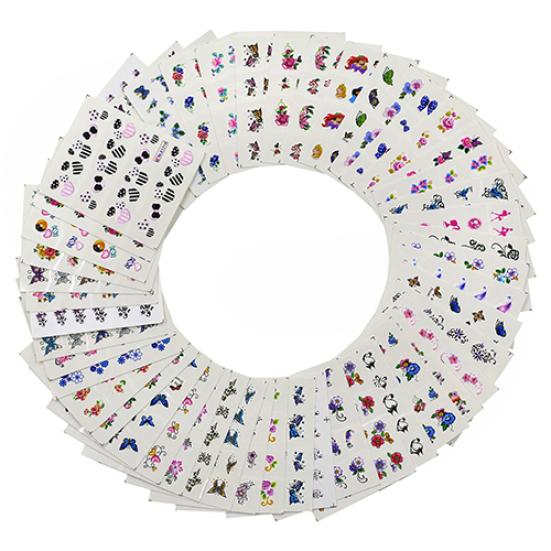 

50 смешанных стилей 3D водонепроницаемые польские цветочные цветочные наклейки для дизайна ногтей «сделай сам»