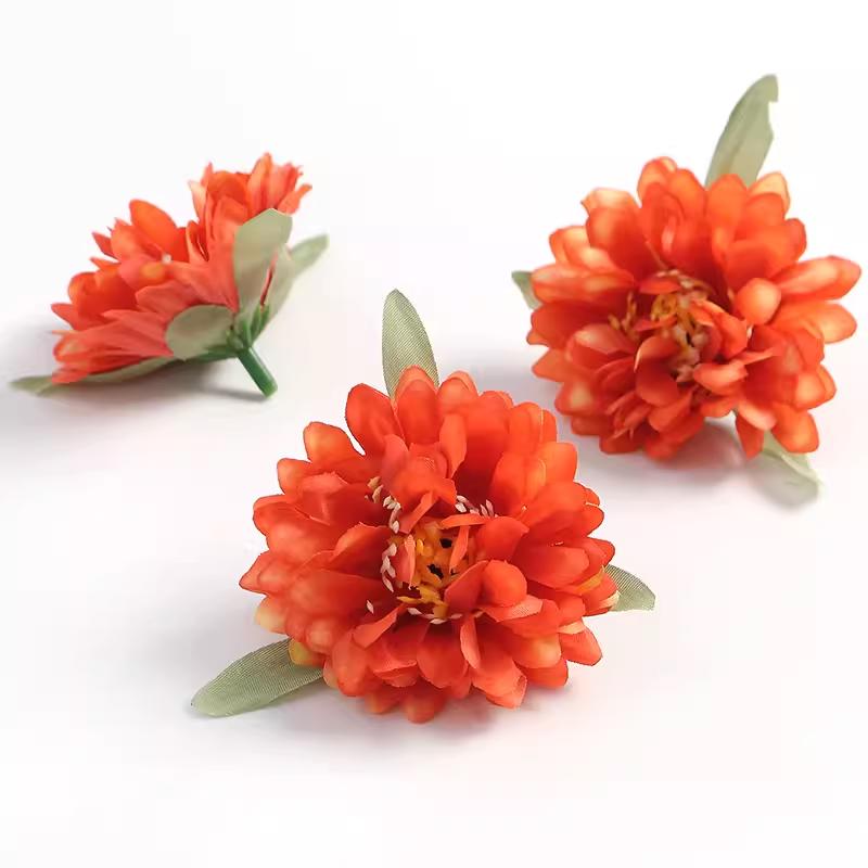 Orange Series Silk Artificial Flowers for DIY Headdress, Clothing Accessories, and Decorative Straw Hat Embellishments.