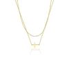 Stainless Steel Gold-Plated Multi-Layer Cross Necklace with Beaded Chain