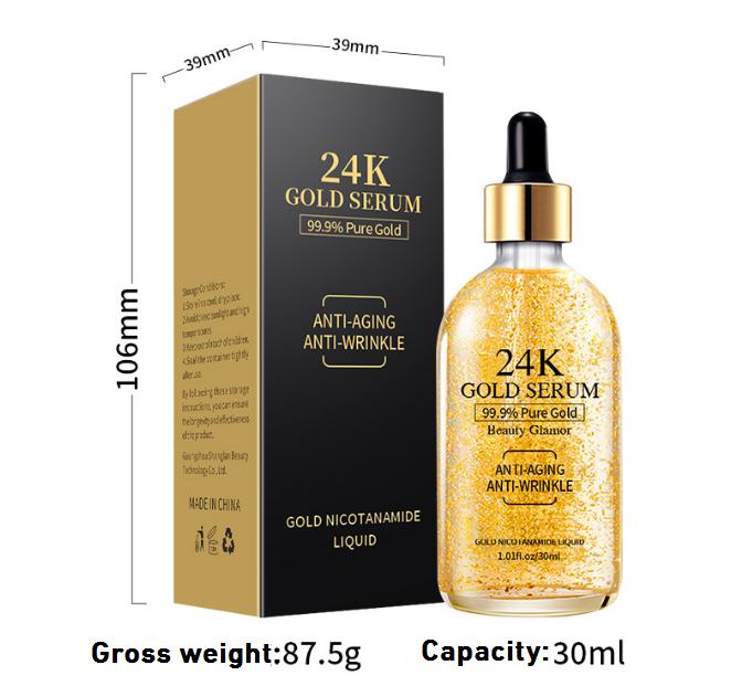 

Сыворотка с никотинамидом 24K Gold - омолаживающее и увлажняющее средство для лица, 99,9% чистого золота + ниацинамид, сияющая, упругая и напитанная кожа