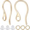 Beebeecraft 1 Box 50Pcs Ear Wires 18K Gold Plated Brass French Earring Hooks with 50Pcs Open Jump Rings and 50Pcs Ear Nuts for Earrings Jewelry