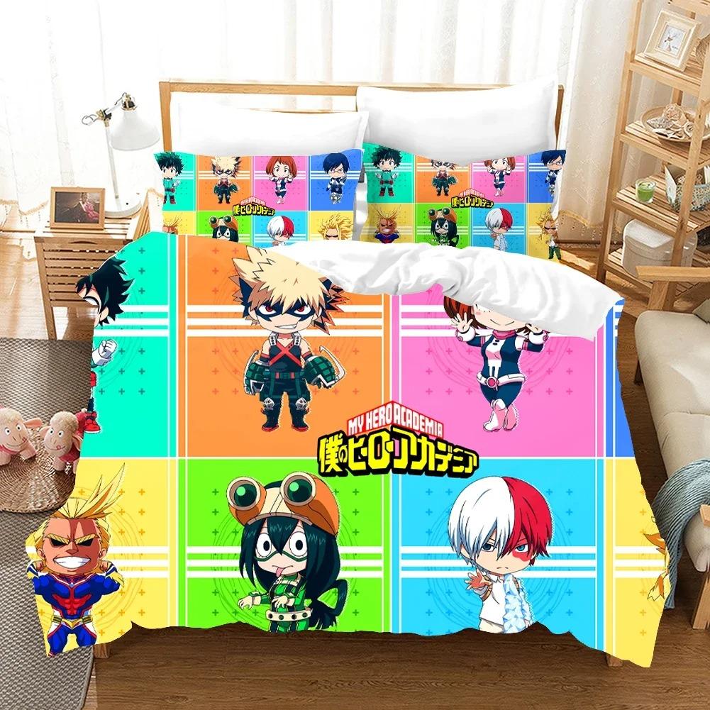 Anime 3D Printed My Hero Academia Duvet Cover Pillowcase Bedding Set Double Twin Full Queen King Adult Bedclothes Quilt Cover