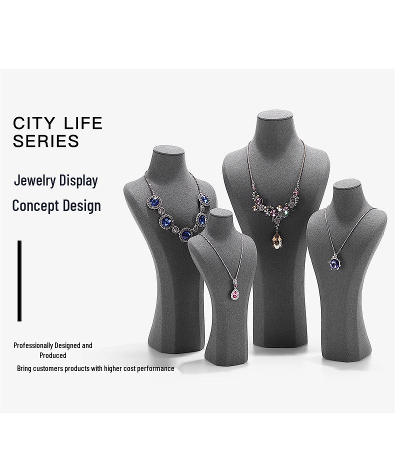 Hongtai Luxury Microfiber Necklace Display Stand - Mannequin Jewelry Prop