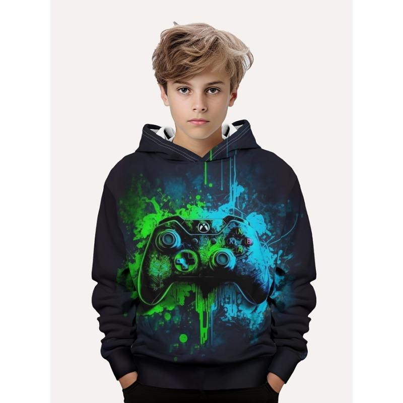 Xuhaijian02 Kinderkleding Jongens Hoodies Lange Mouw 3D Gamepad Print Kinderen Lente Herfst Kleding Casual Outdoor Stijlvolle Jongen Meisje Kleding Tops 150