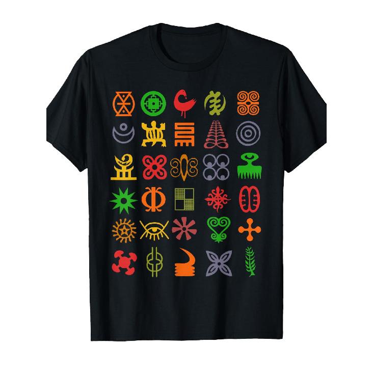 [Adinkra Symbole T-Shirt] Afrikanisches Stammeskunst T-Shirt - Adinkra Symbole aus Ghana Kollektion