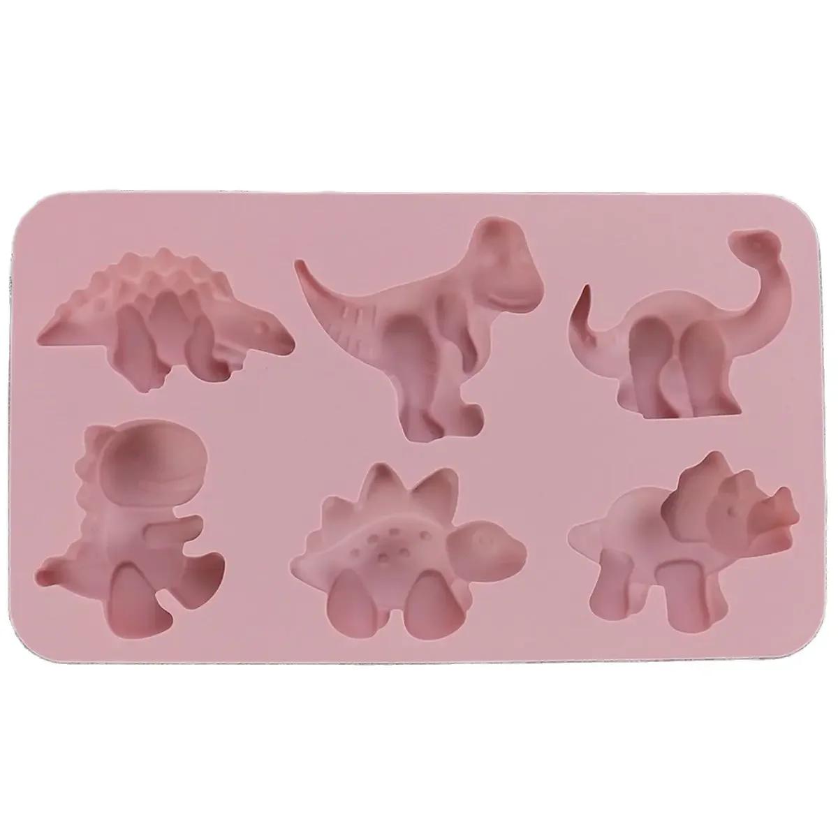 

1 шт.-6 мультяшная форма для торта в виде динозавра из силикона, форма для пудинга, форма для шоколада, животное, инструмент для выпечки своими руками, мыло ручной работы розовый