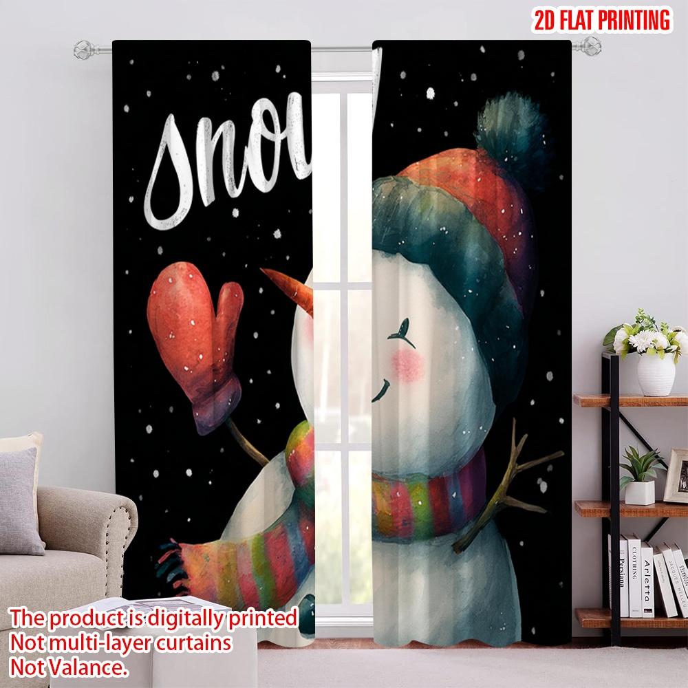 

2pcs,2D plane printing Light Filtering Curtains Cute Snowman Durable 100% Polyester Fabric (without rod) Decorations Outdoor Use 52.50 × 116.00 cm 2 pcs