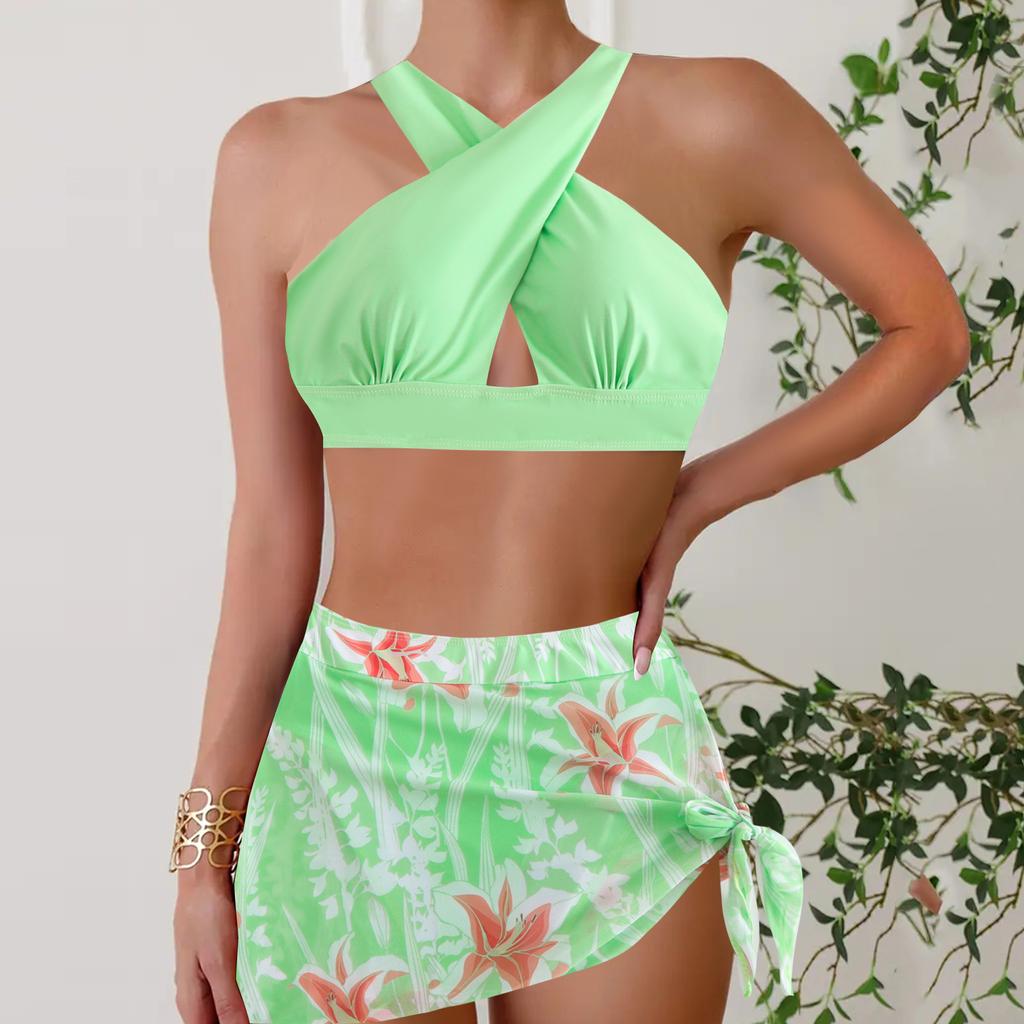Dámská sada bikin Květinové plavky s potiskem Sexy plavky Plavky push up dvoudílné plavky tílko s potiskem