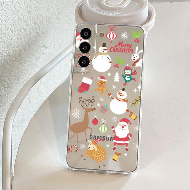 Clear Case For Samsung Galaxy S22 S20 FE S21 Plus S10 Lite S9 S8 S10e Note 20 Ultra 10 Lite 9 Phone Cover Snowman Christmas
