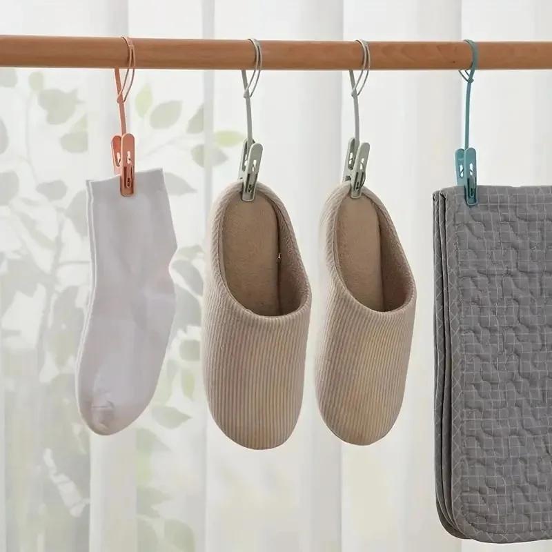 12/24pcs Clothes Pin Windproof Clothespins Travel Drying Clip Towel Socks Drying Clip Clothes Peg Plastic Clothespins Household