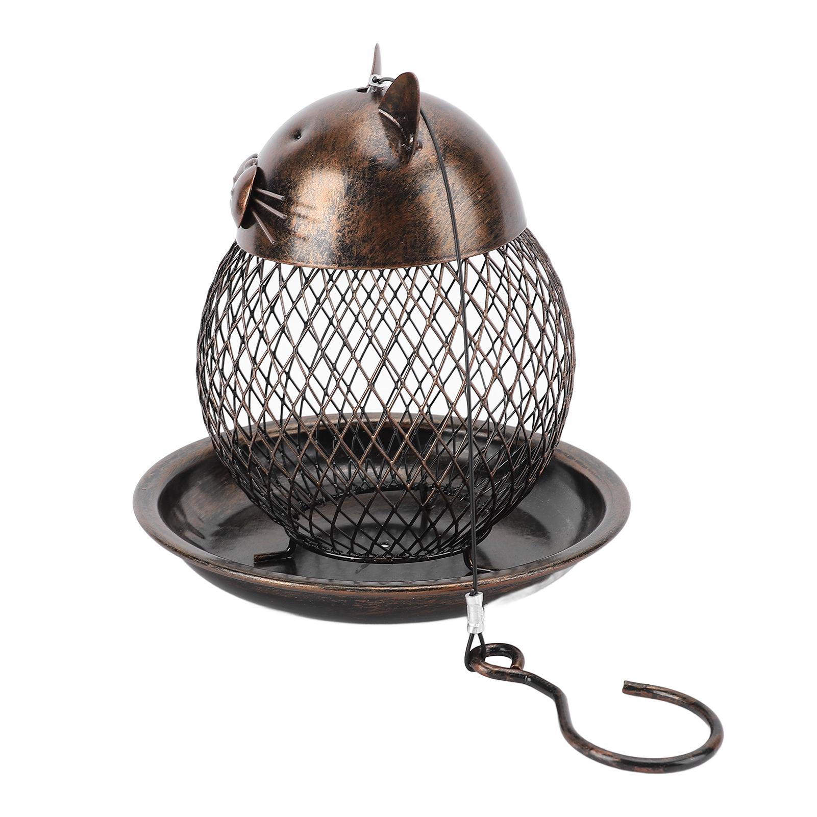 

Подвесная кормушка для птиц для улицы, железная, защищенная от белок, в стиле ретро, в форме кошки, металлическая сетка, кормушка для диких птиц для декора сада