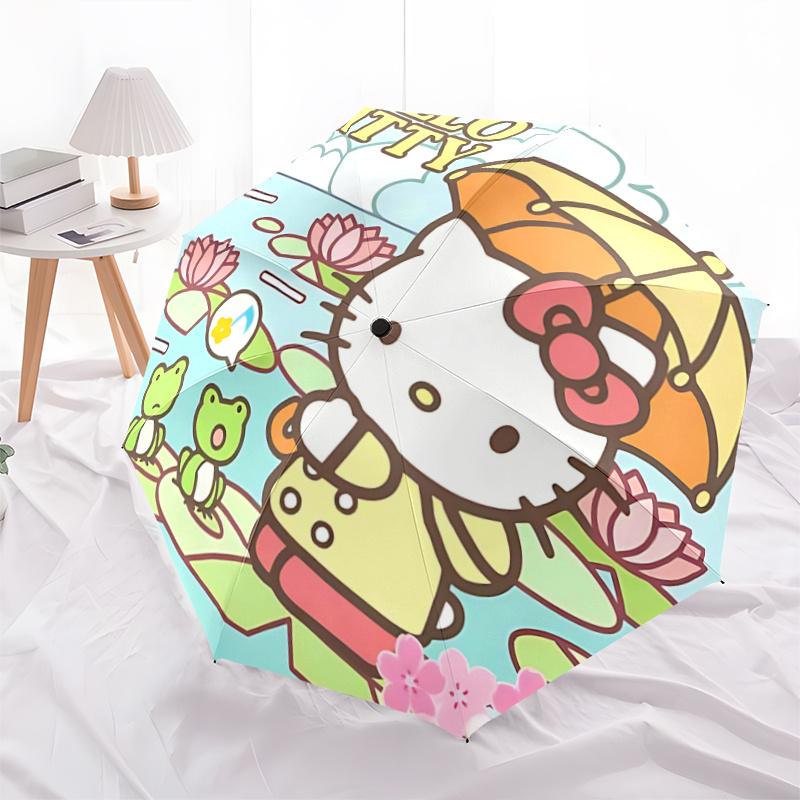 

1pc Hello Kitty Automatic Opening/Closing Umbrella with Portable Tri-Fold Design, 8-Bone Iron Frame Outdoor Umbrella - Perfect Gift for Fans, Traveler