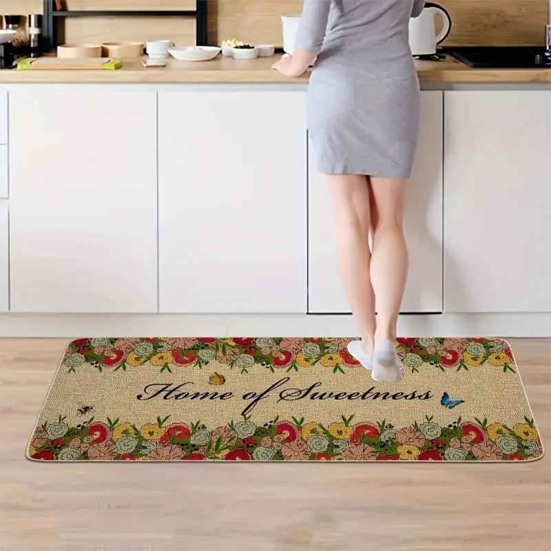 Blommiga Löv Välkommen Dörrmatta för Hem Entréer Dekor Halkfri Badrum Entré Golvmatta Köksmattor Tvättbar Dörrmatta