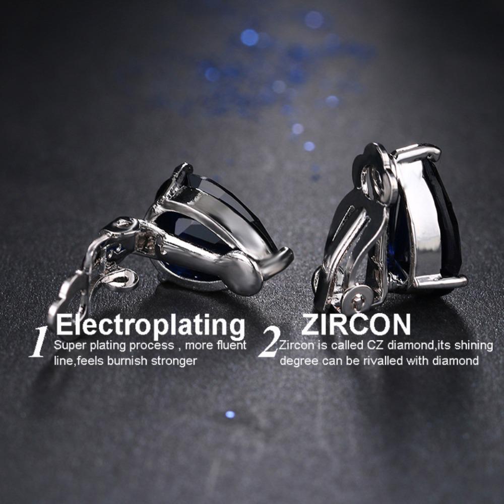 Pear Drop Clip On Earrings Colorful Party Wedding Earrings for Women Fashion Jewelry