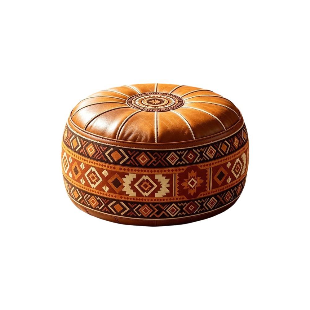 PU Leather Round Sofa Stool Cover Space-Saving Tatami Sitting Mat Storage Leg Bench Apartment