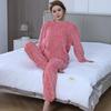 Women's Coral Fleece Jacquard Pajama Set - Thick Velvet, Warm Casual Loungewear for Couples, Autumn/Winter 