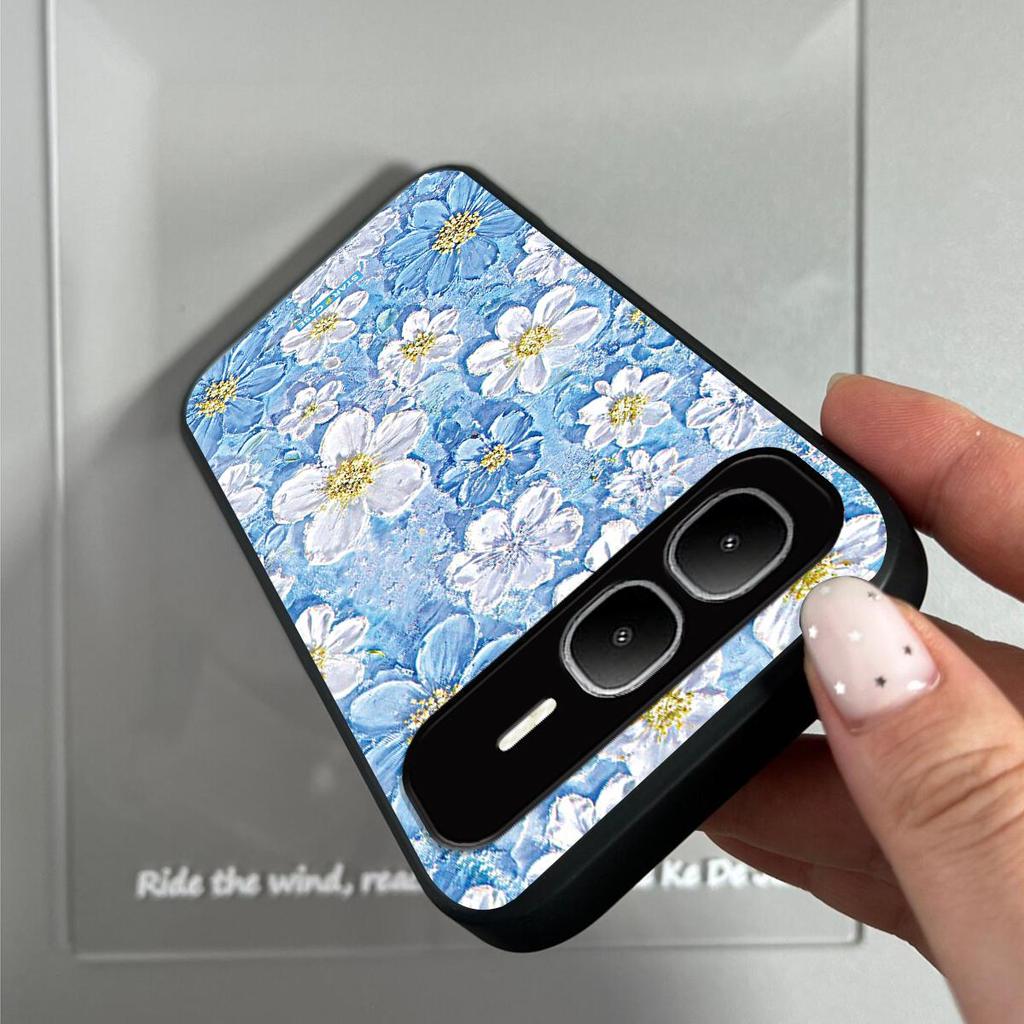 Acrylic Hard Back Shell for infinix SMART 10 Plus Vintage 3D Texture Flower Print Phone Case