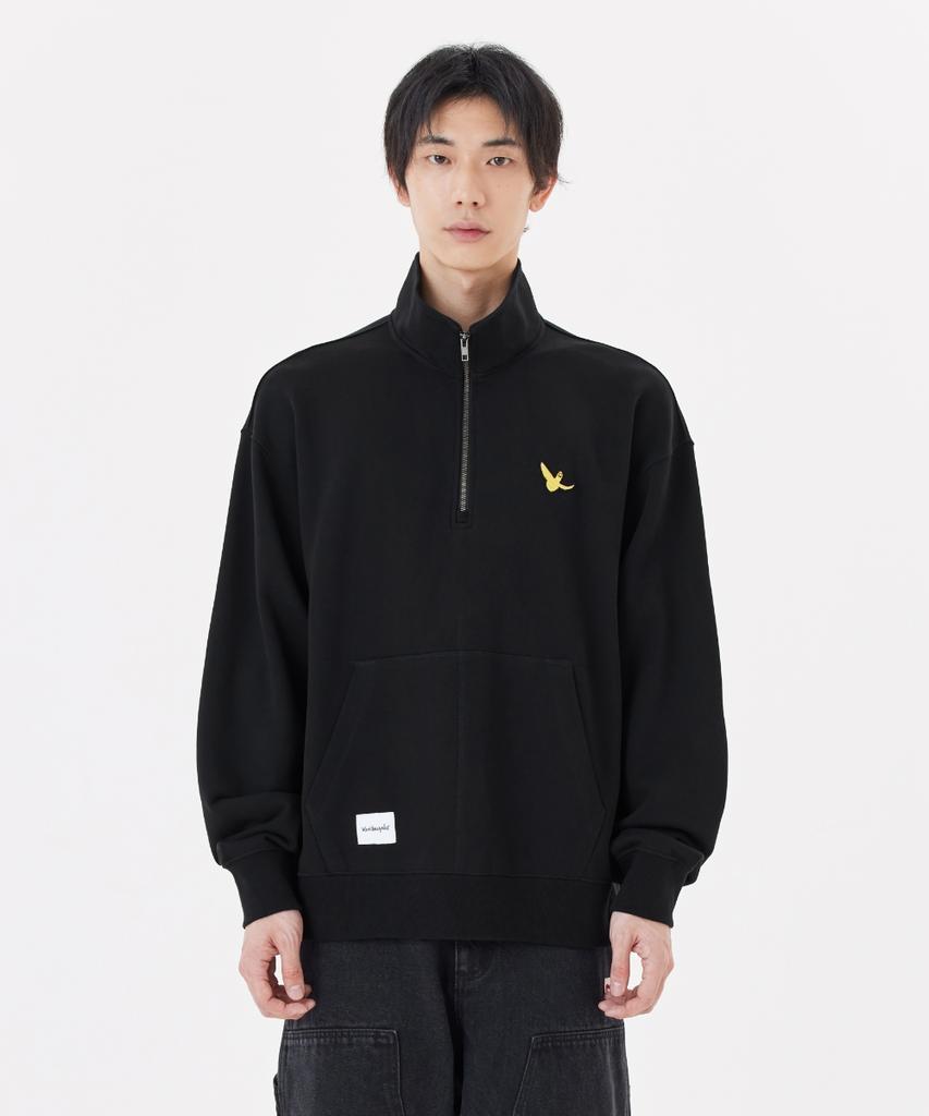 Mark Gonzales Angel Wappen Half-Zip Sweatshirt - Black