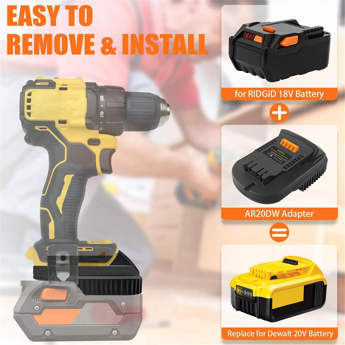 

2025+ AR20DL Adapter for 18V Battery to for 20V MAX XR Cordless Tools Use for 18V Platform Batteries China Mainland