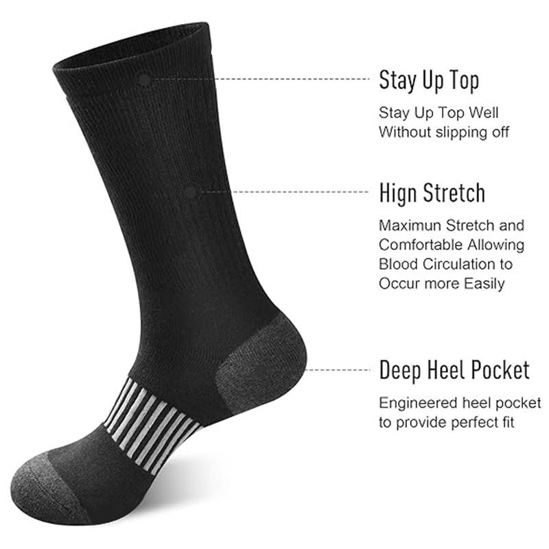 6 Pairs Men Basketball Sports Socks Fashionable Black White Color Sweat Absorbing Breathable Comfortable Leisure Running Socks