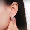 Bi-Color Braided Rope Texture Multi-Row Round Cubic Zirconia Inlaid Wide Hoop Earrings Silver Base Snap Closure Elegant Office Ladies Accessories