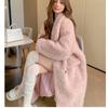 VAYLA New Women Warm Furry Coat Thick Big Collar Fake Lambswool Long Coat Beige Tops For Women Casaco Feminino