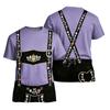 Men's Oktoberfest Short Sleeve T Shirt Vintage Texture Print Loose Fit Casual Summer Daily Wear Top with Embroidered Suspenders Design