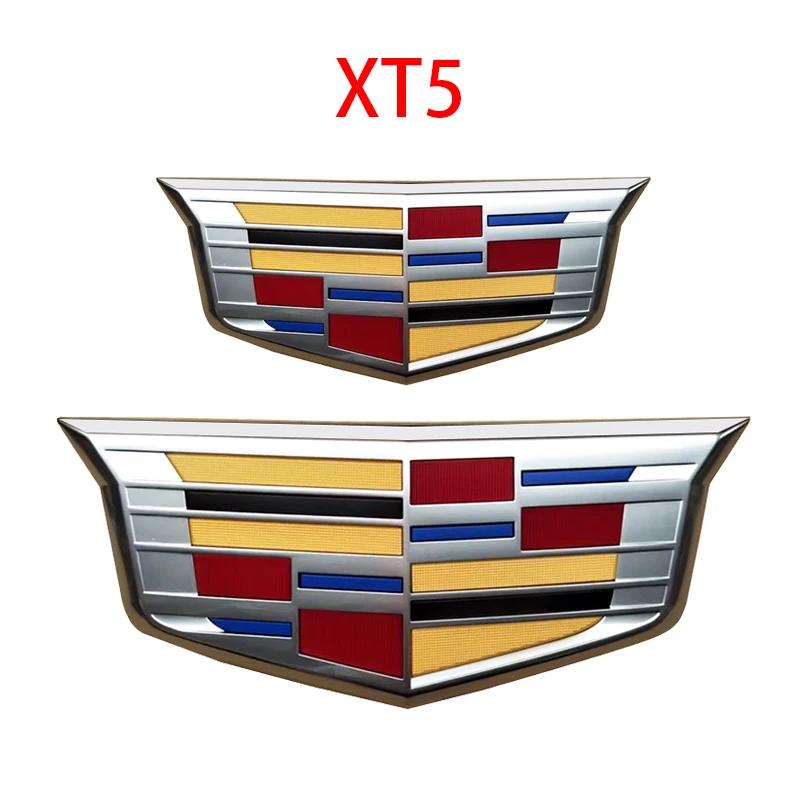 For Cadillac XT5 2016-2025 2PCS New Alloy Car Front Grille Emblem Rear Trunk Badge Stickers Decals Auto Modifiction Accessories