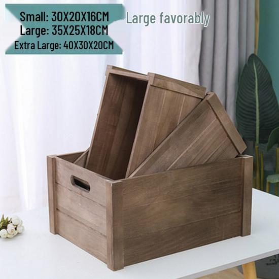 Distressed Wooden Rectangular Basket for Fruit & Vegetable Display