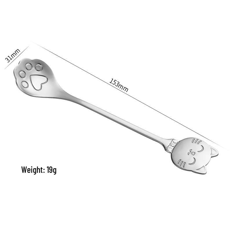 Stainless Steel Cat Paw Coffee Spoon – Cartoon Dessert & Souvenir Stirrer