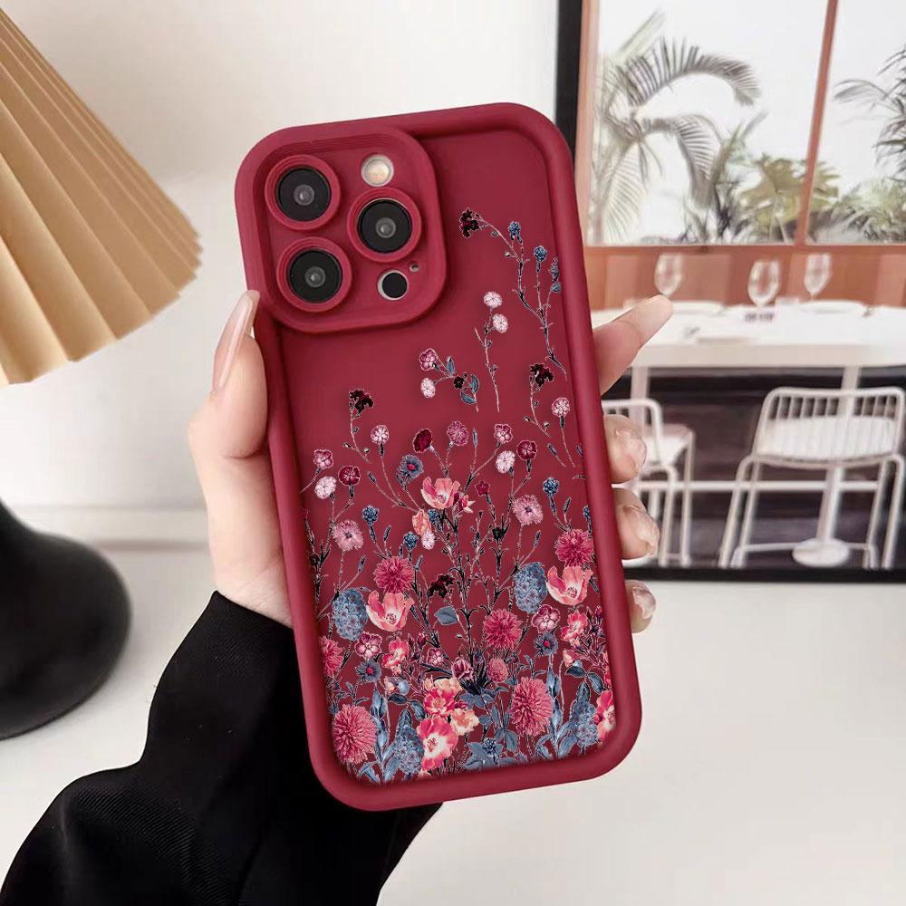 Beautiful Flowers Phone Case For iPhone Apple 17 AIR 16 16E 11 12 13 14 15 XR Plus Pro Max DIY Case TPU Shockproof Cover Capa