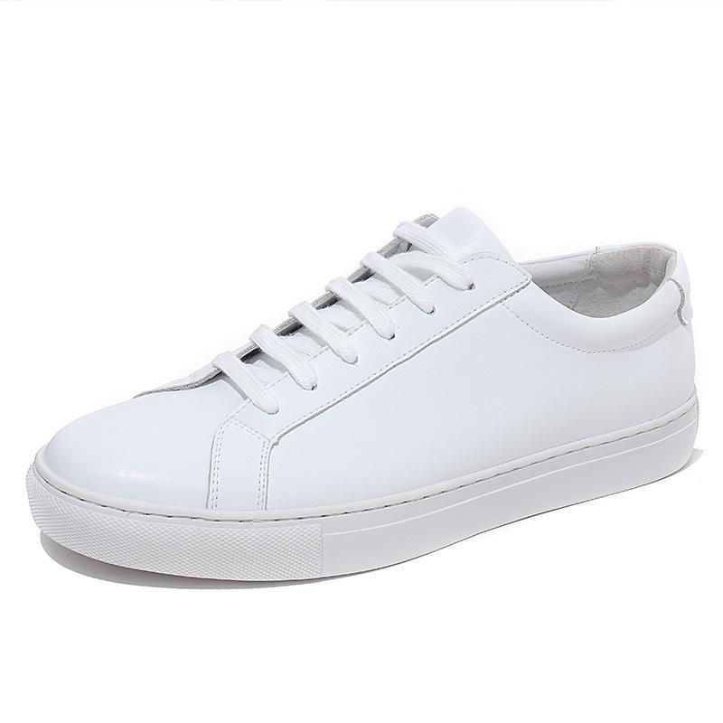 

Spring new men s shoes leather little white shoes men s flat white shoes trendy versatile suit casual white board shoes 37