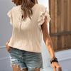 Women’s Petal Sleeve Pleated Pullover Top with V Neck and Sleeveless Design for Casual and Office Wear Versatile Style Blouse