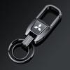 Alloy Car Key Chains Double Rings Keychain Pendant For Mitsubishi Ralliart ASX Lancer Cordia Pajero Outlander Galant Mirage Colt