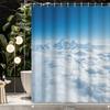1pc Serene Mountain & Cloud Landscape Shower Curtain - Polyester, Washable, Grommet Top with Hooks, All-Season Decor for Bathroo