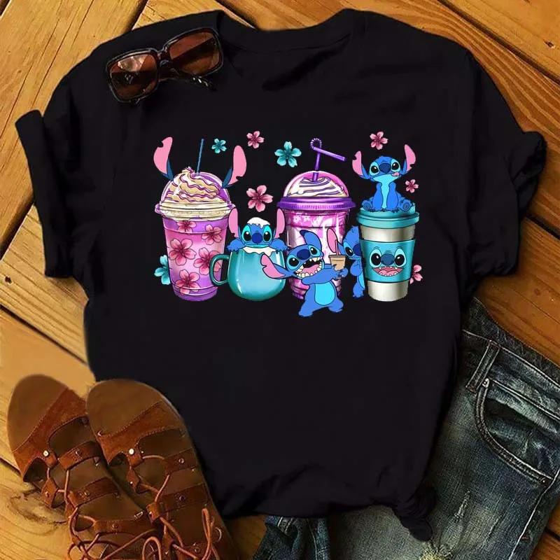 Princess Stitch Mouse Print Trendy Casual Unisexs Dessert Design Graphic Tshirt Round Street Style Tshirt