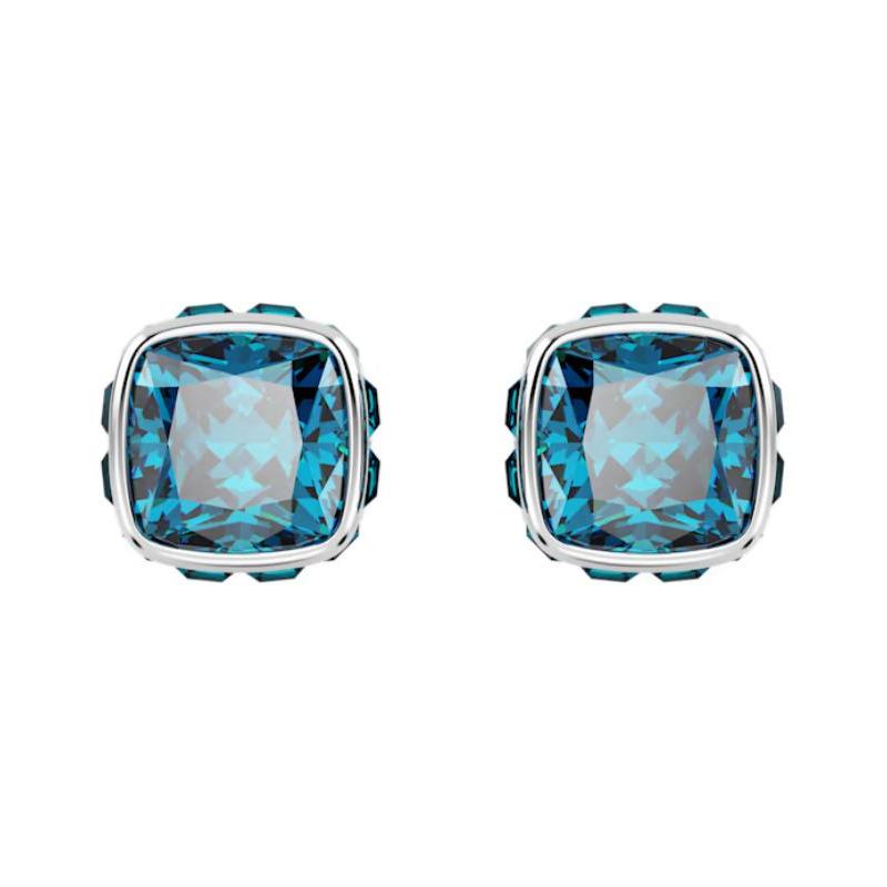 Swarovski Birthstone December birthstone square cut earrings for women blue 5660796 синий