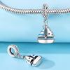 Copper Metal Blue Sailboat Pendant Bead Component Bracelet High Quality Fine Jewelry Charm Bead Components Compatible With Bangle Designed For Women