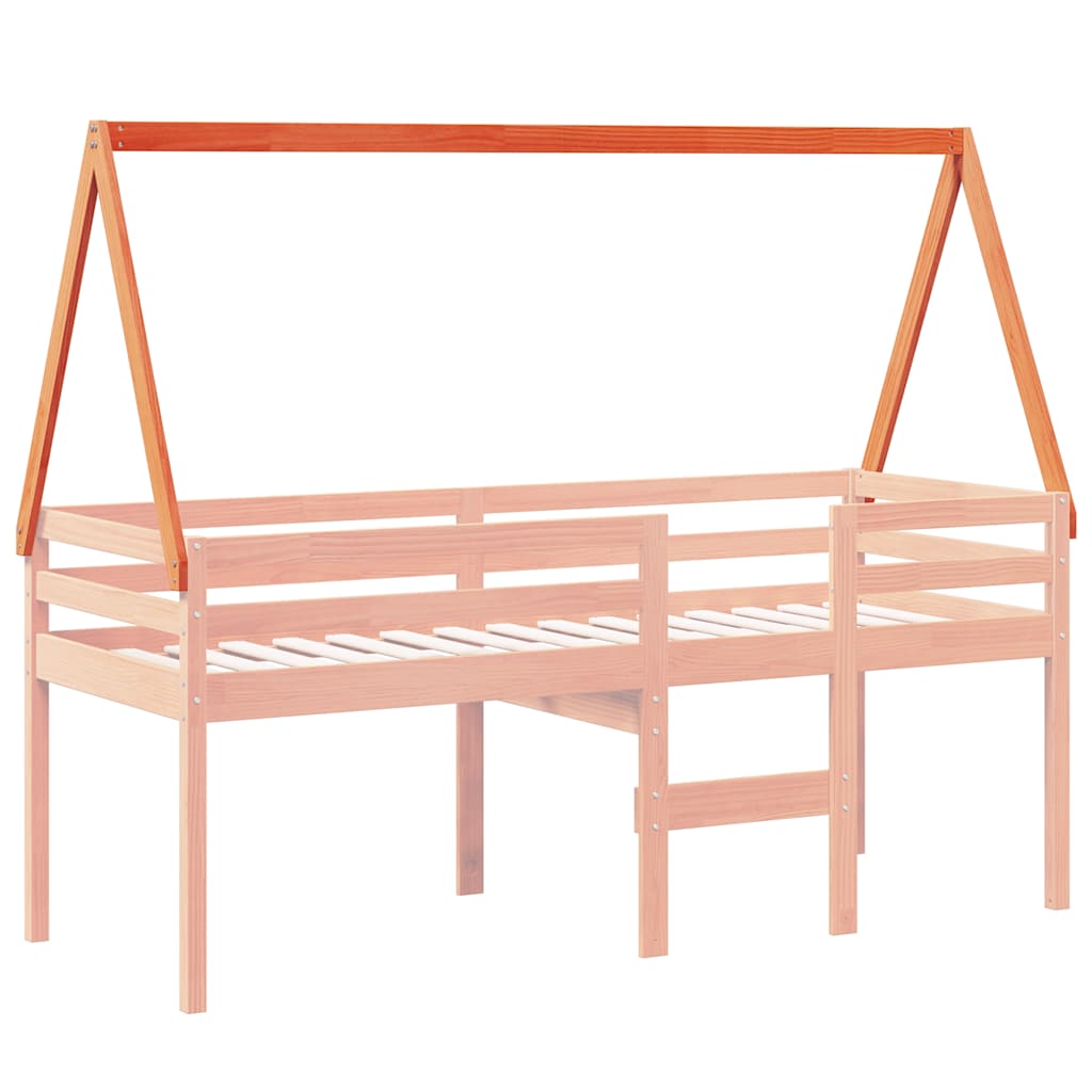 Kids Bed Canopy Wax Brown 209 x 85.5 x 88 cm Solid Pine Wood