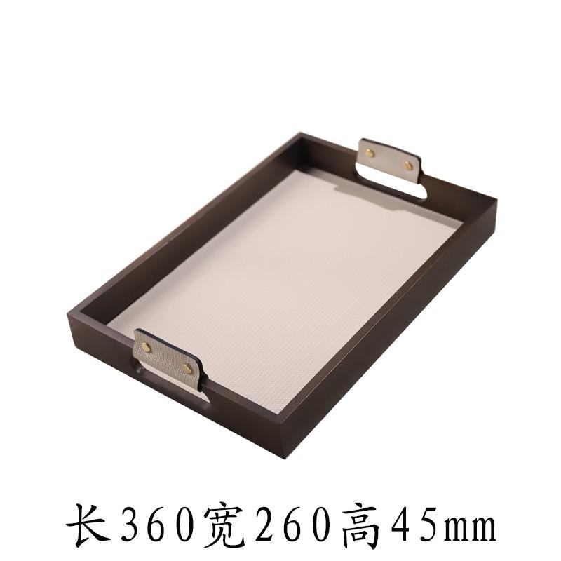 Minimalist Solid Wood Leather Aromatherapy Tray Decorative Serving Platter Living Room Coffee Table