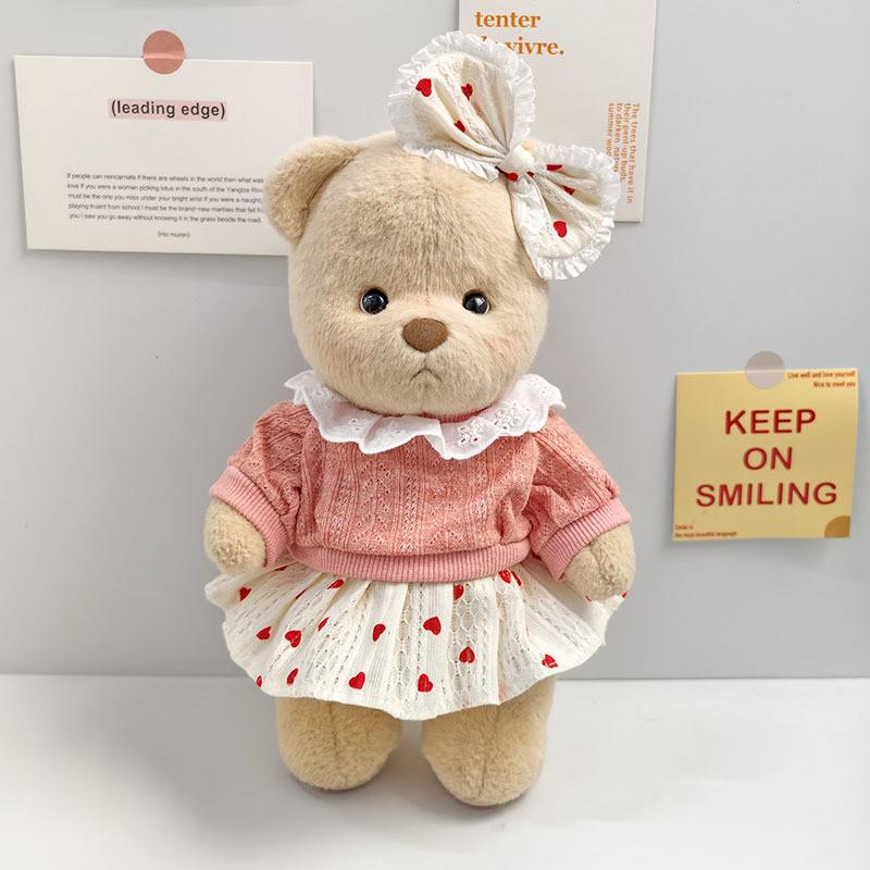 Medium Bear Outfit - Blue Pink Striped Carrot Overalls Set