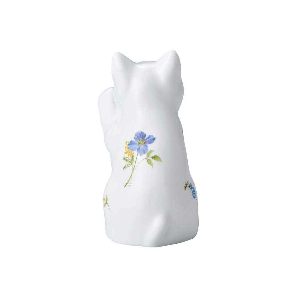 Noritake Height Width Lucky Cat Pair 2 Floral Bone China Ornament, Approx. 12cm, Approx. 6.5cm, Set, Pieces, Pattern, P45523/AC4489