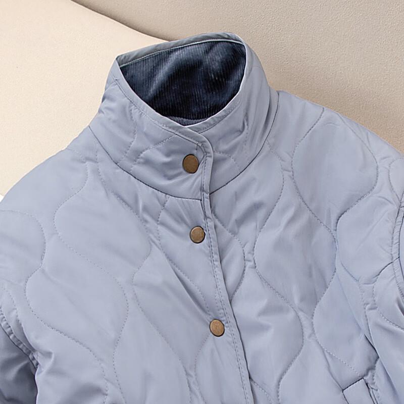 Women's Solid Stand Collar Long Sleeve Cotton Jacket