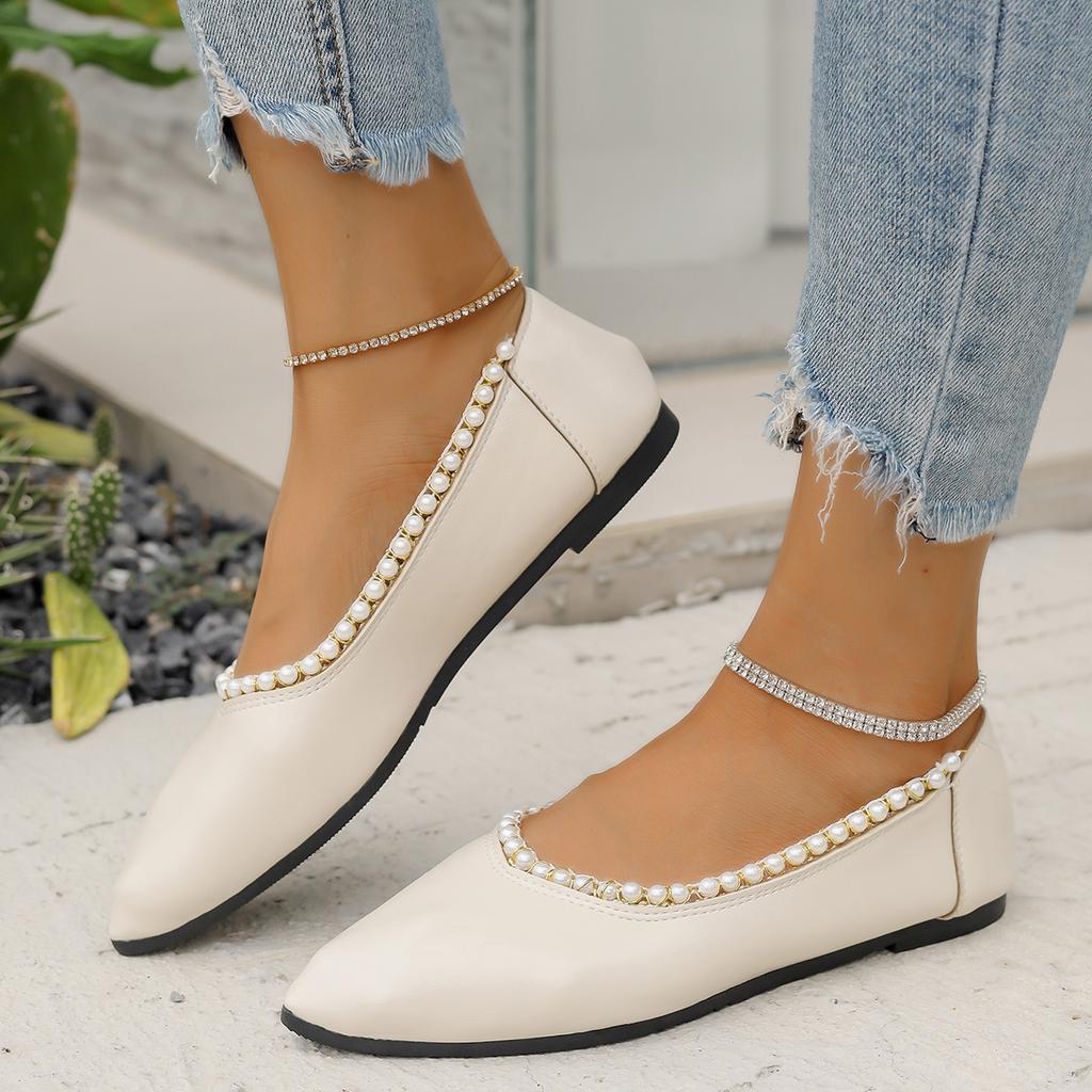 Women Flats new Patent Leather Jeweled Strap Loafers Shoes Pointed Toe Ballet Flat Sexy Elegant Comfortable Flat Shoes for Women
