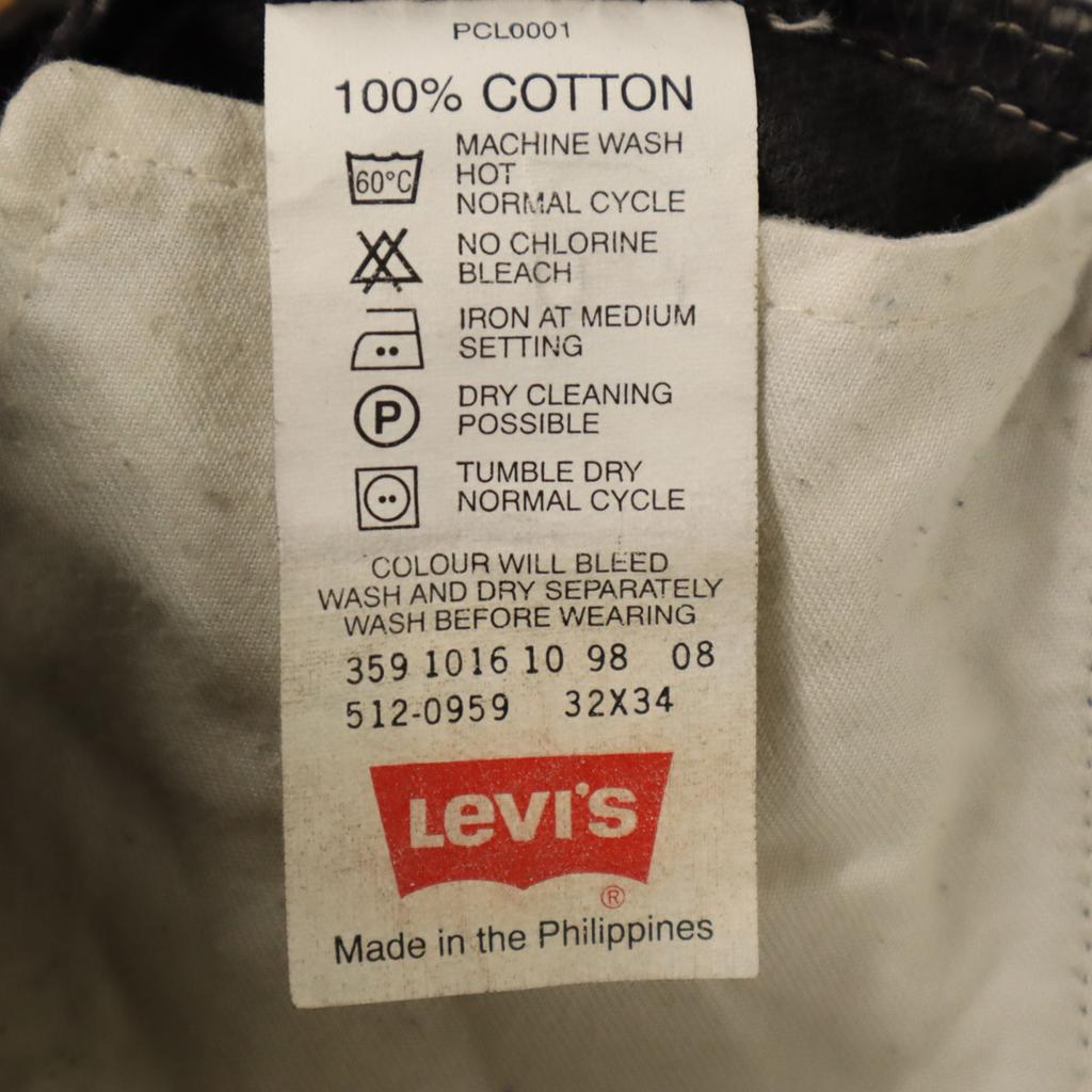Levi's 90s 512 Old Straight Denim Pants W32 Black Jeans Men's Used