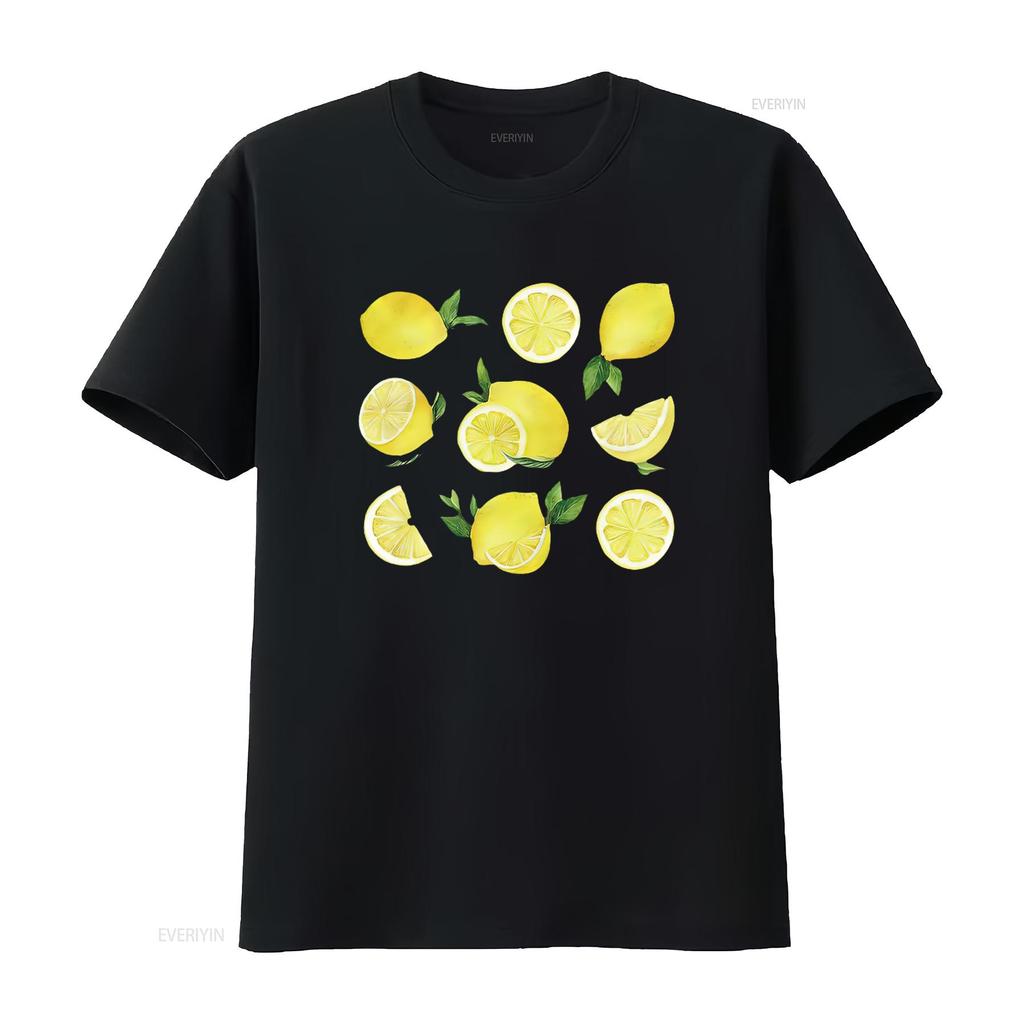 Lemon Print T Shirt Cute Lemons  Casual Adult Women S Sizes Handmade Clothing For Lovers Vintage Washed Versatile