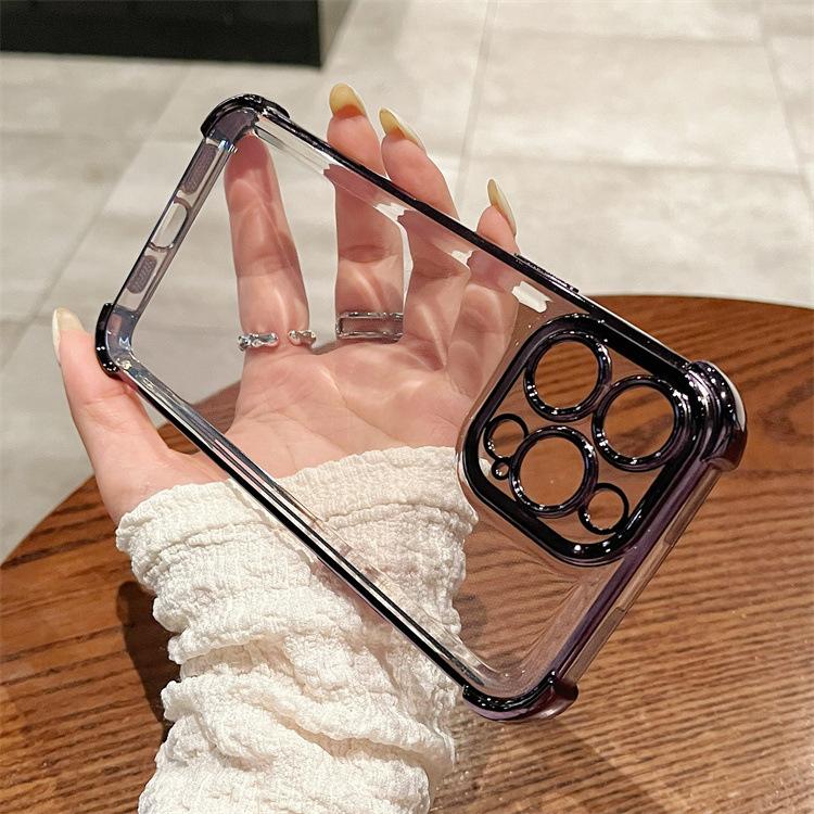 For Apple 16PRO Transparent Four Corner Anti Drop Electroplated Phone Case for IPhone 12/14 All Inclusive Precision Hole Protective Cover
